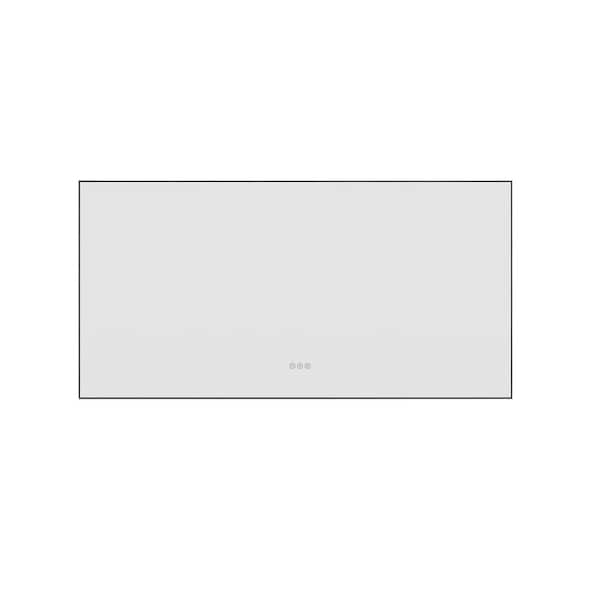 72 in. W x 36 in. H Large Rectangular Framed Dimmable Wall Bathroom Vanity Mirror in Gun Ash