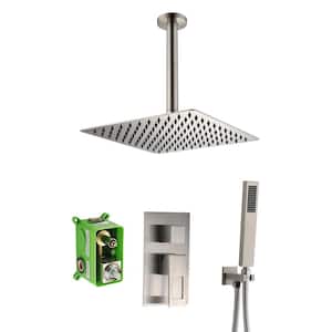 Modern 1-Handle 1-Spray Shower Faucet 1.8 GPM with Hand Shower in Brushed Nickel (Valve Included)