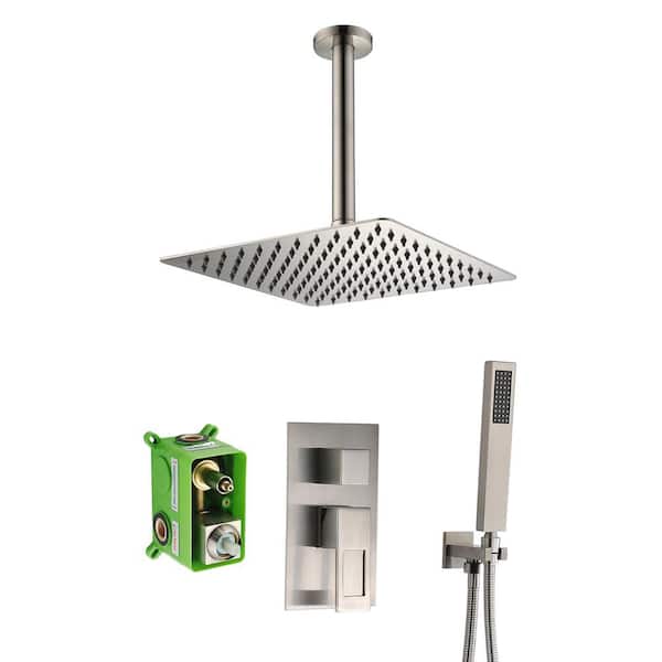 SUMERAIN Modern 1-Handle 1-Spray Shower Faucet 1.8 GPM with Hand Shower in Brushed Nickel (Valve Included)