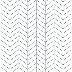 Bison Navy Herringbone Paper Strippable Roll (Covers 56.4 sq. ft.)