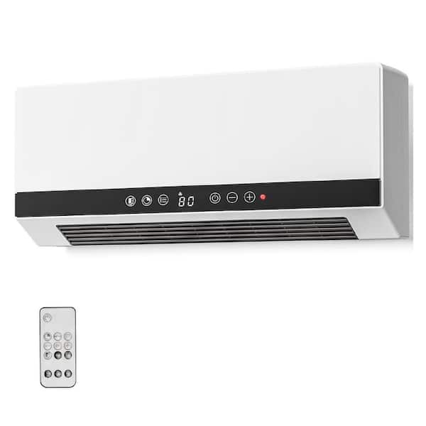 1500W Wall Mounted Electric Heater with Adjustable Thermostat and Remote Control in White