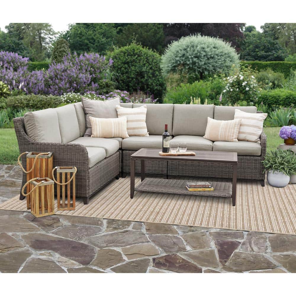 Mitchell 5-Pieces Wicker Outdoor Section Set with Tan Cushions price history on PriceWatchPro
