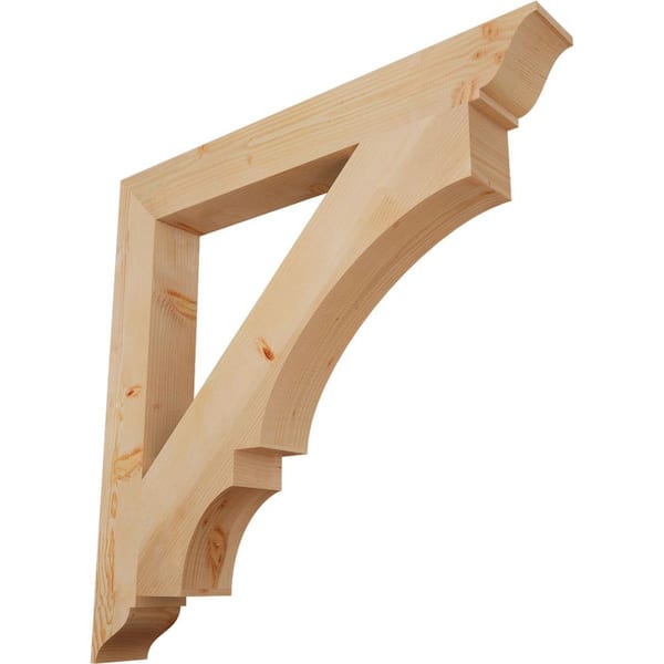 Ekena Millwork 5.5 in. x 48 in. x 48 in. Douglas Fir Balboa Traditional Smooth Bracket