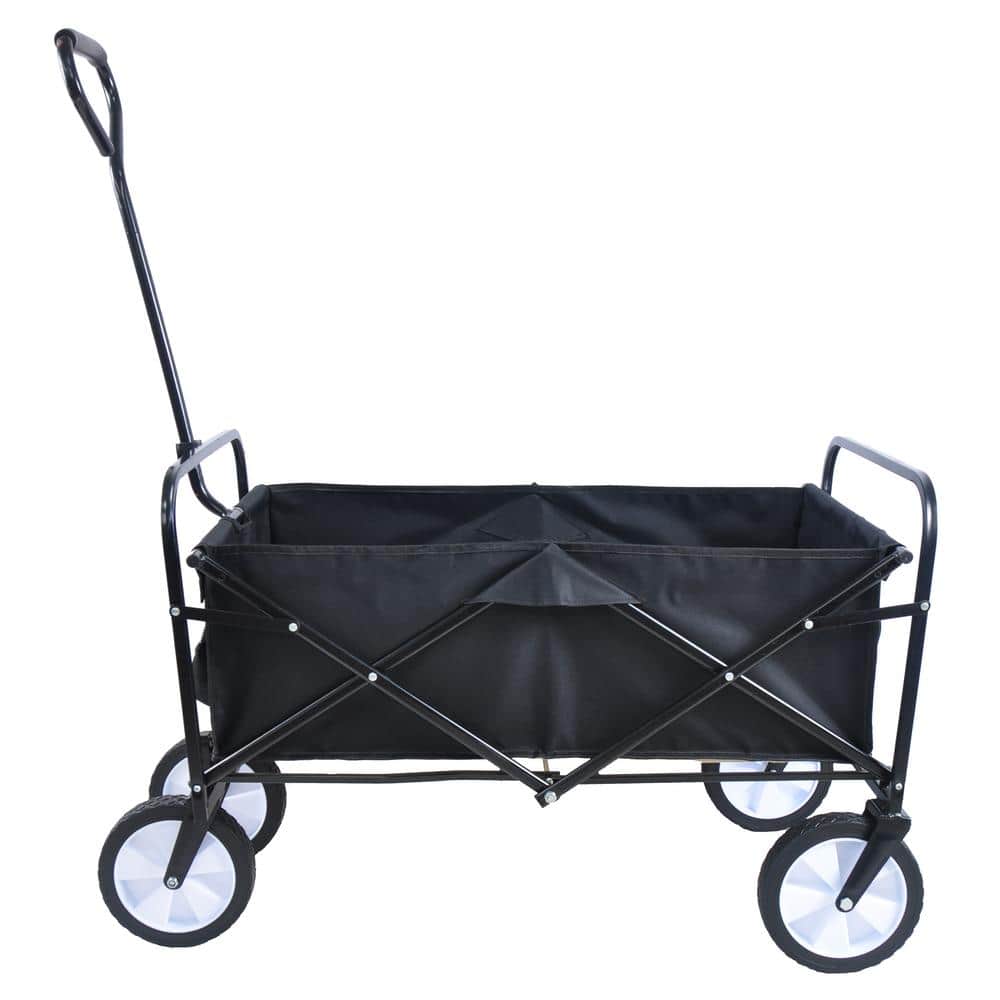 3.63 cu. ft. Black Fabric Outdoor Folding Wagon; Large Capacity Folding Bea