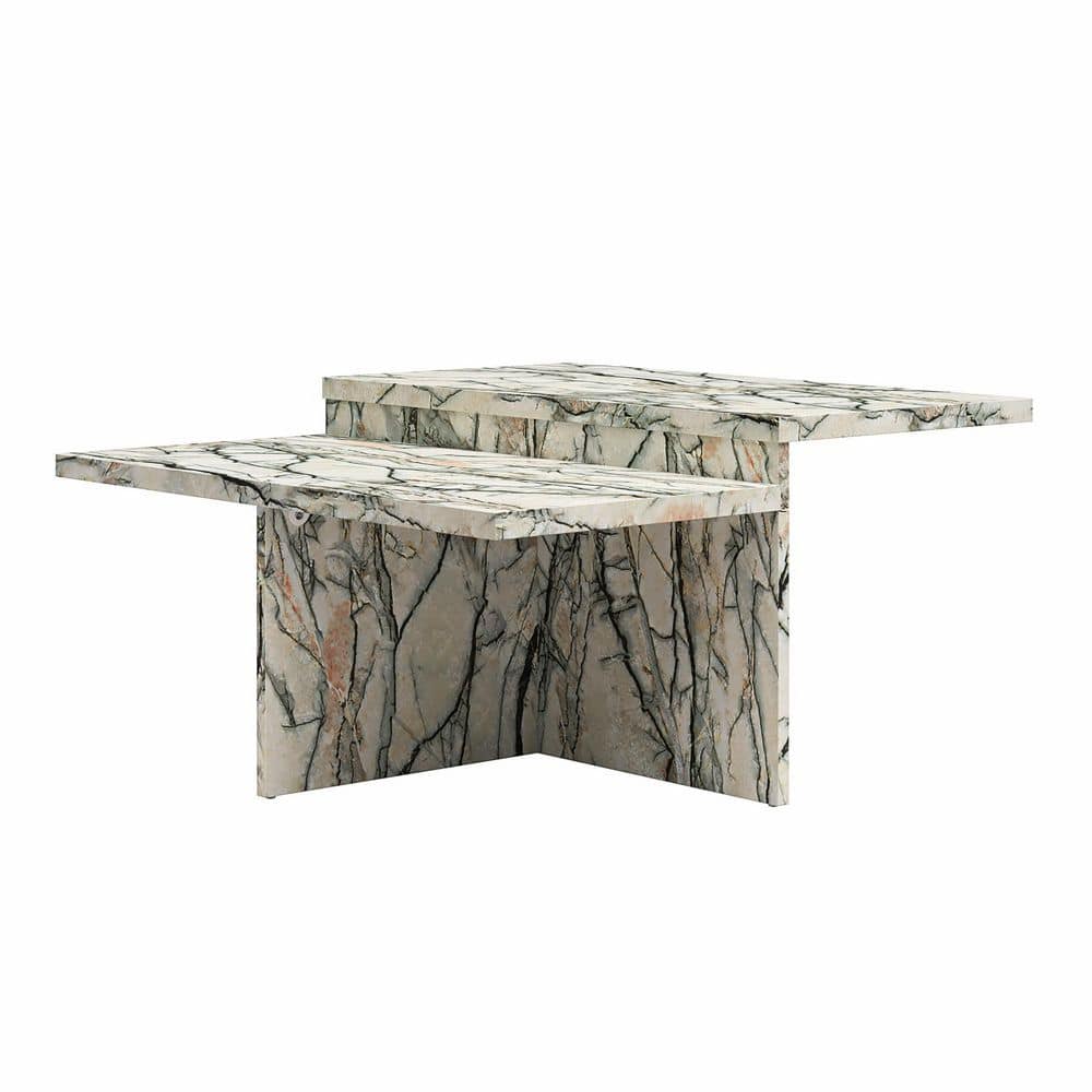 Brielle Faux Onyx Marble Two-Tiered Coffee Table