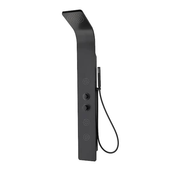 Brion 3-Spray Shower Panel with Hand-Held Body Hose in Matte Black