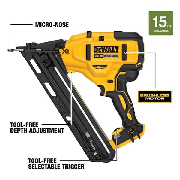 20V MAX XR Lithium-Ion Cordless 15-Gauge Angled Finish Nailer with 20V MAX Compact Lithium-Ion 2.0Ah Battery Pack