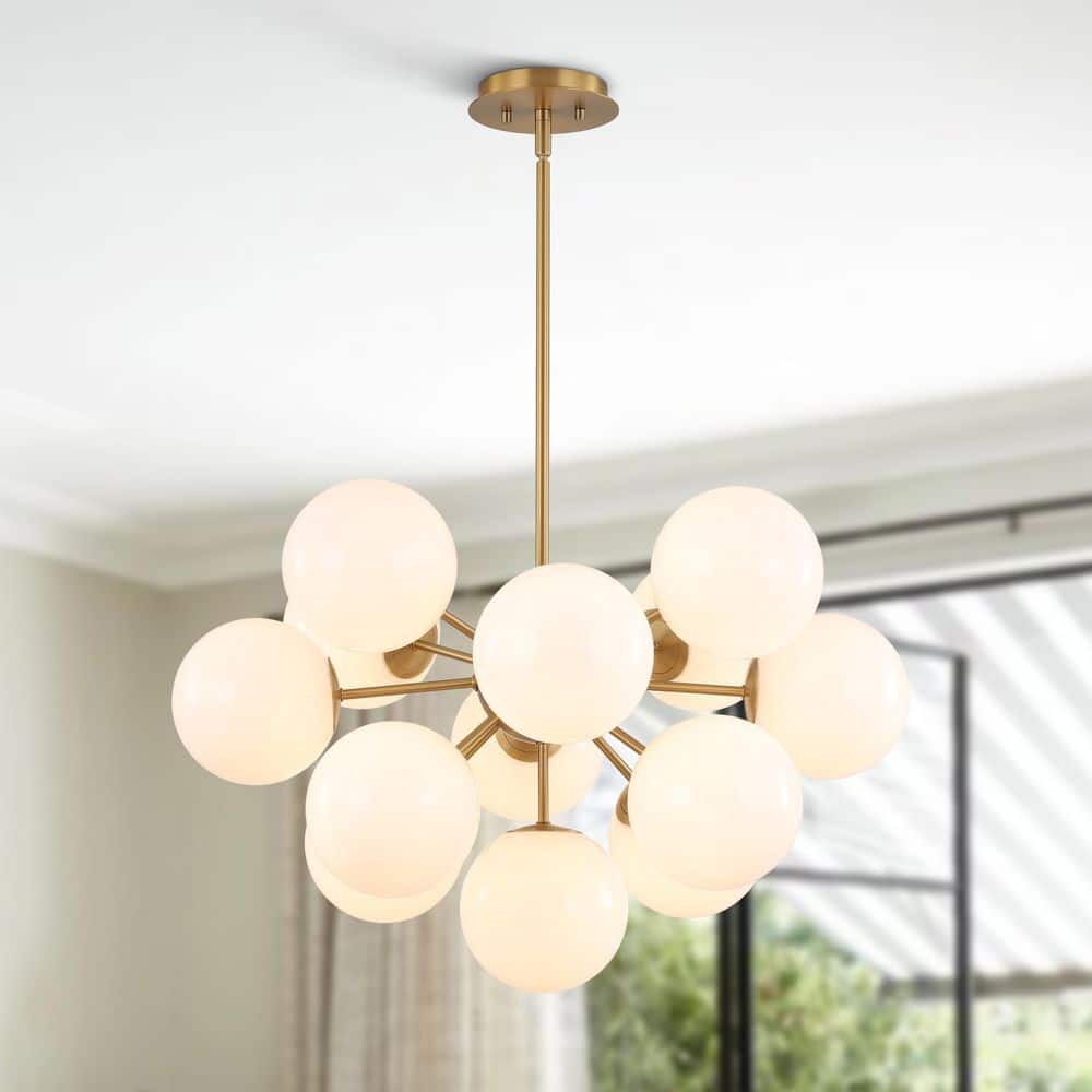 ✳︎pandanchocola✳︎ HUOKU Carla 13-Light 23.6 in. W Brushed Gold Modern Chandelier