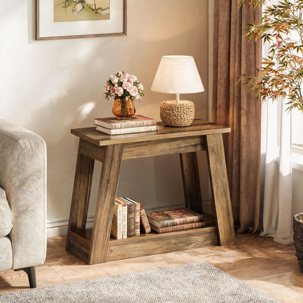 BYBLIGHT Kerlin 31.5 in. W x 11.8 in. D Rustic Brown Wood