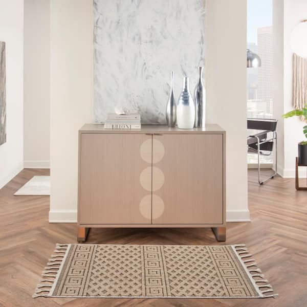 Paxton Mocha 2 ft. x 5 ft. Geometric Contemporary Kitchen Area Rug