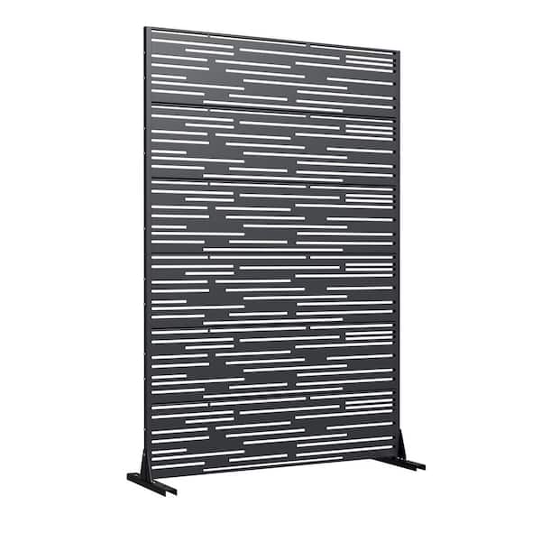 72 in. H x 47 in. W in Dark Grey Galvanized Metal Wall Sculptures Outdoor Privacy Screens Garden Fence