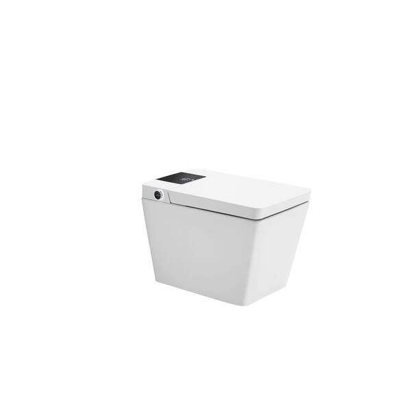 Elongated Bidet Toilet 1.28 GPF in White with Foot Sensor, Auto Flush, Heated Seat, Warm Dryer and Intelligent Display