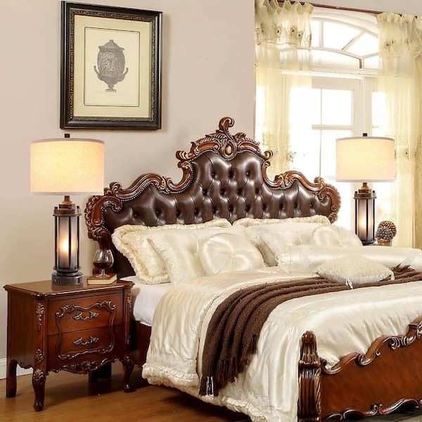 25 in. Bronze Rustic Vintage Lantern Table Lamp with 2 Bulbs