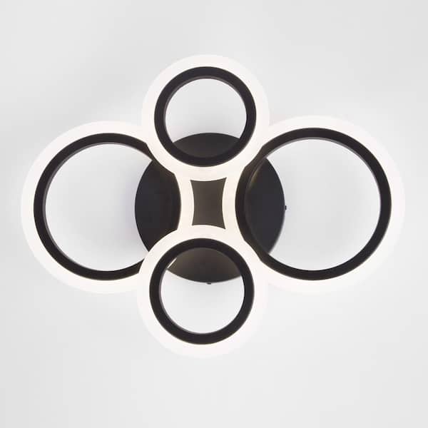 YANSUN Modern LED Flush Mount Ceiling Light, 4 Rings LED