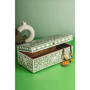 Jodhpur Mother of Pearl Decorative Box - Olive 16 in.