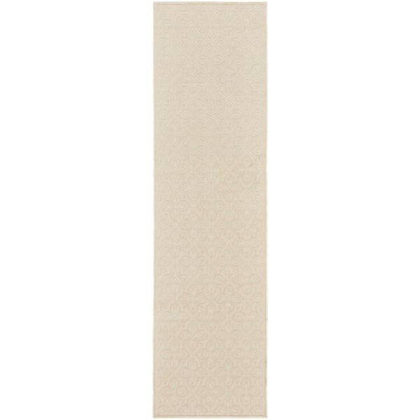 Washable Charm Ivory 2 ft. x 10 ft. All-over design Contemporary Runner Area Rug