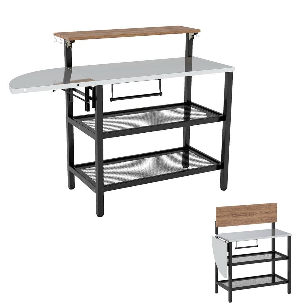 Outdoor Foldable Grill Table with Flip-Up Top and 2 Storage Shelves for Backyard and Garden price history on PriceWatchPro
