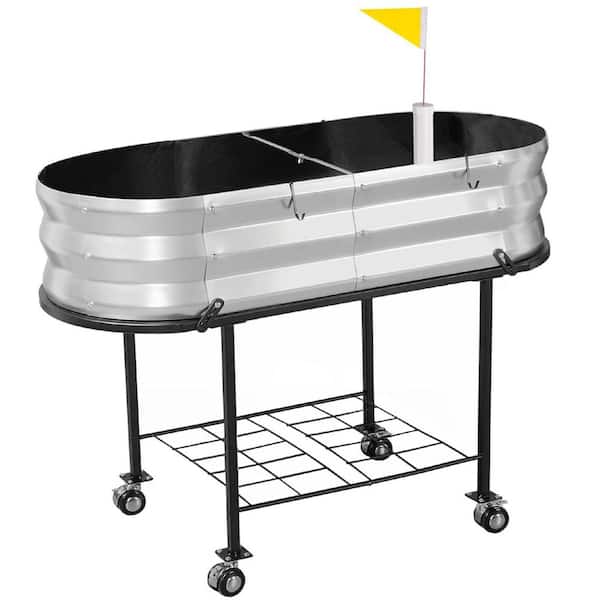36in. L x 16in. W x 30in. H Self-Watering Raised Garden Bed with Legs Wheels Galvanized Metal Planter Box Indoor Outdoor