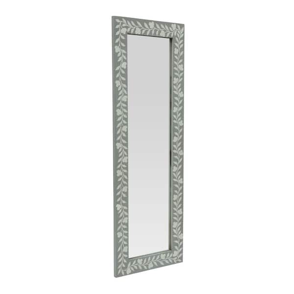 Noble House Clopton 20 in. x 60 in. Gray and White Rectangular Standing Mirror
