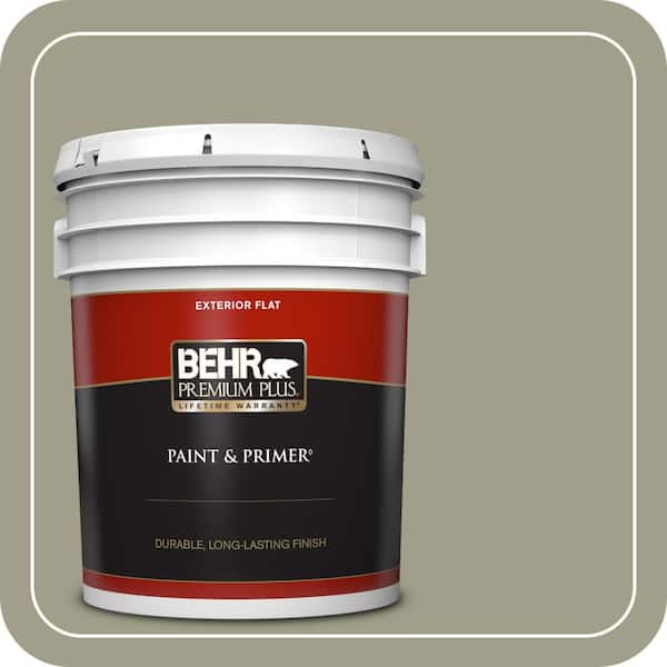 BEHR PREMIUM PLUS 5 gal. #BXC-82 Potting Moss Flat Exterior Paint & Primer