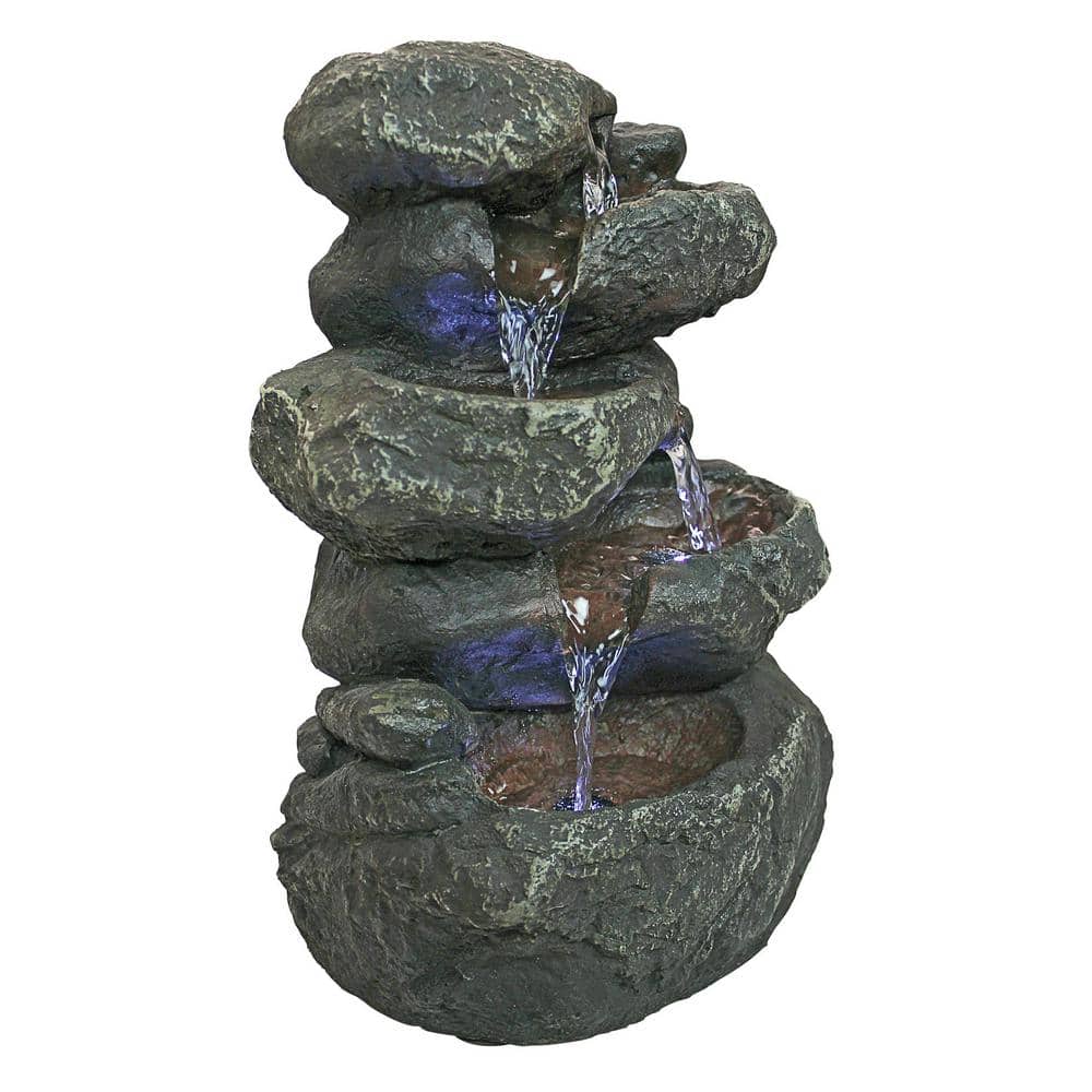 Anchor Falls Cascading Stone Bonded Resin Garden Fountain