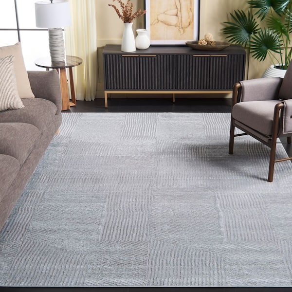 Saylor 9 ft. x 12 ft. Gray Solid Geometric Striped Area Rug