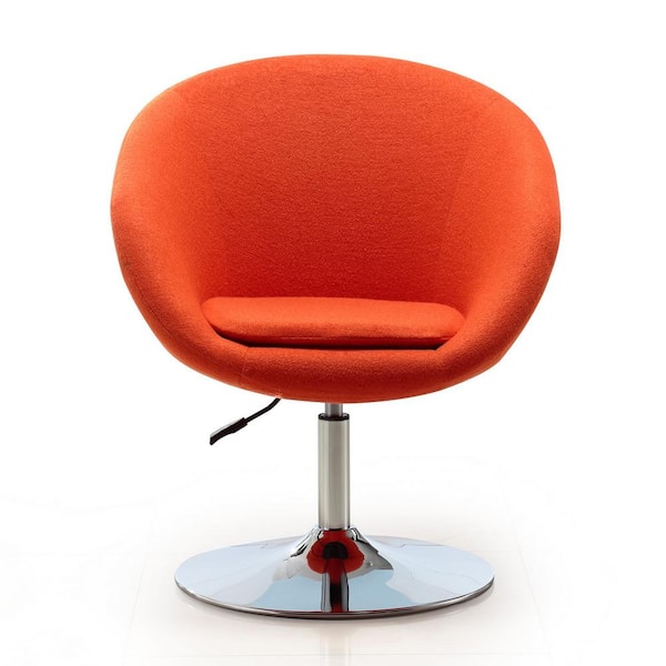 Manhattan Comfort Hopper Modern Orange and Polished Chrome Wool Blend Upholstered Accent Occasional Chair
