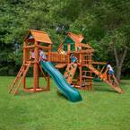 Pioneer Peak Treehouse Wooden Outdoor Playset with Tire Swing, Clatter Bridge, and Backyard Swing Set Accessories
