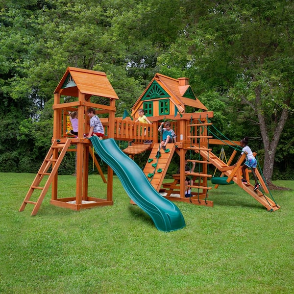 Gorilla Playsets Pioneer Peak Treehouse Wooden Outdoor Playset with ...