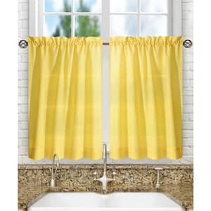 Stacey Yellow Solid 56 in. W x 24 in. L Rod Pocket Tailored Tier Pair