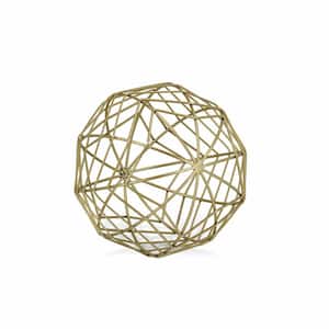9 in. Gold Metal Abstract Hand Painted Decorative Orb Specialty Sculpture