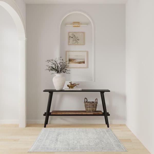 Astra Machine Washable Light Grey 3 ft. x 5 ft. Center medallion Traditional Area Rug