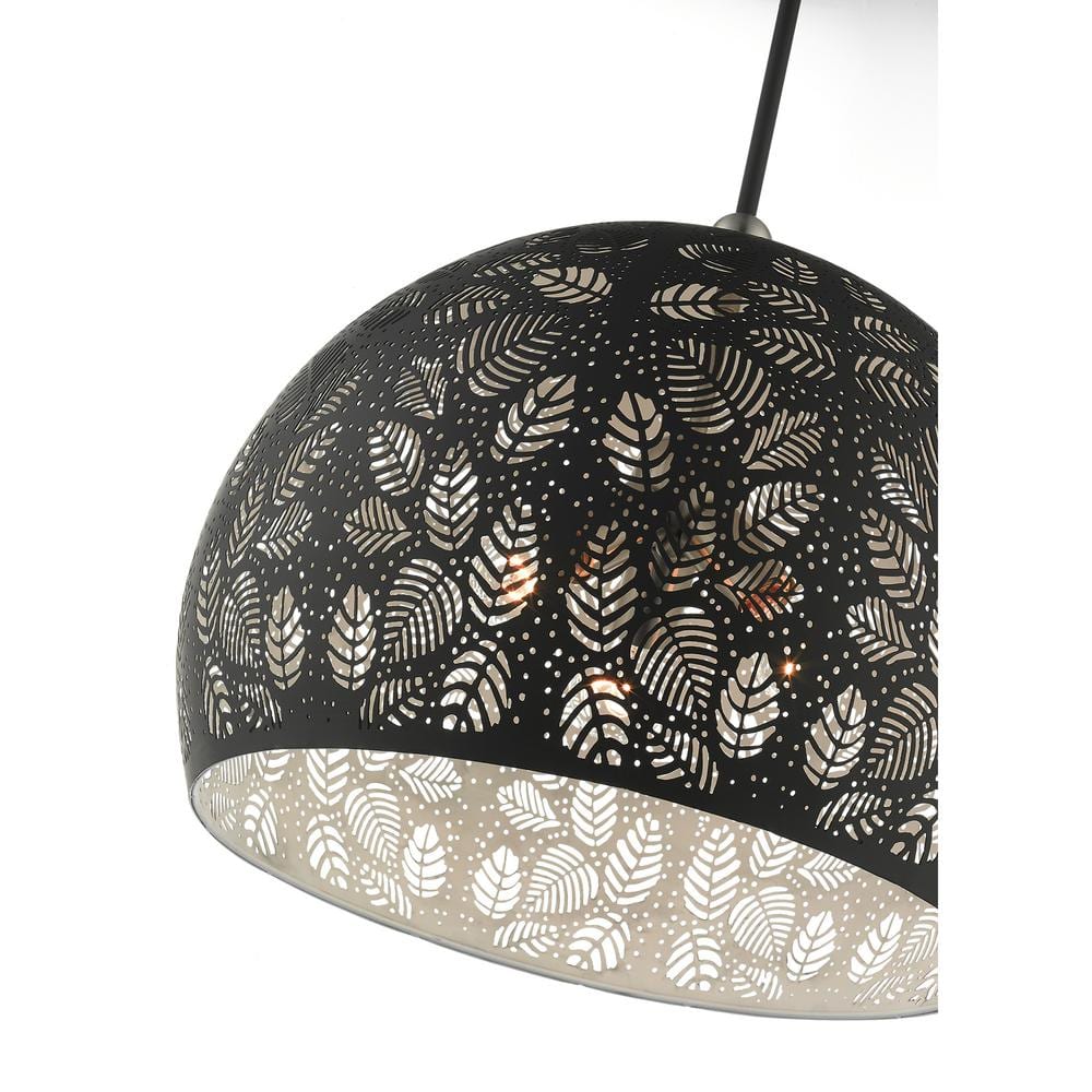 Chantily Bohemian Black and Nickel Globe Pendant with Crystal Accents