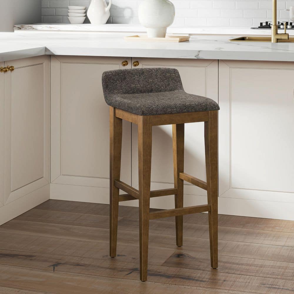 Renmark Brushed Gray Adjustable Wood Counter Stool