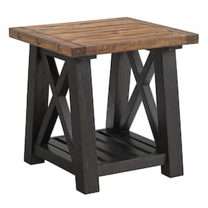 Bolton 24 in. Black Stain and Natural Solid Wood End Table