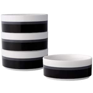 ColorStax Stripe Black 6 in., 20 fl. oz. (Black) Porcelain Cereal Bowls, (Set of 4)