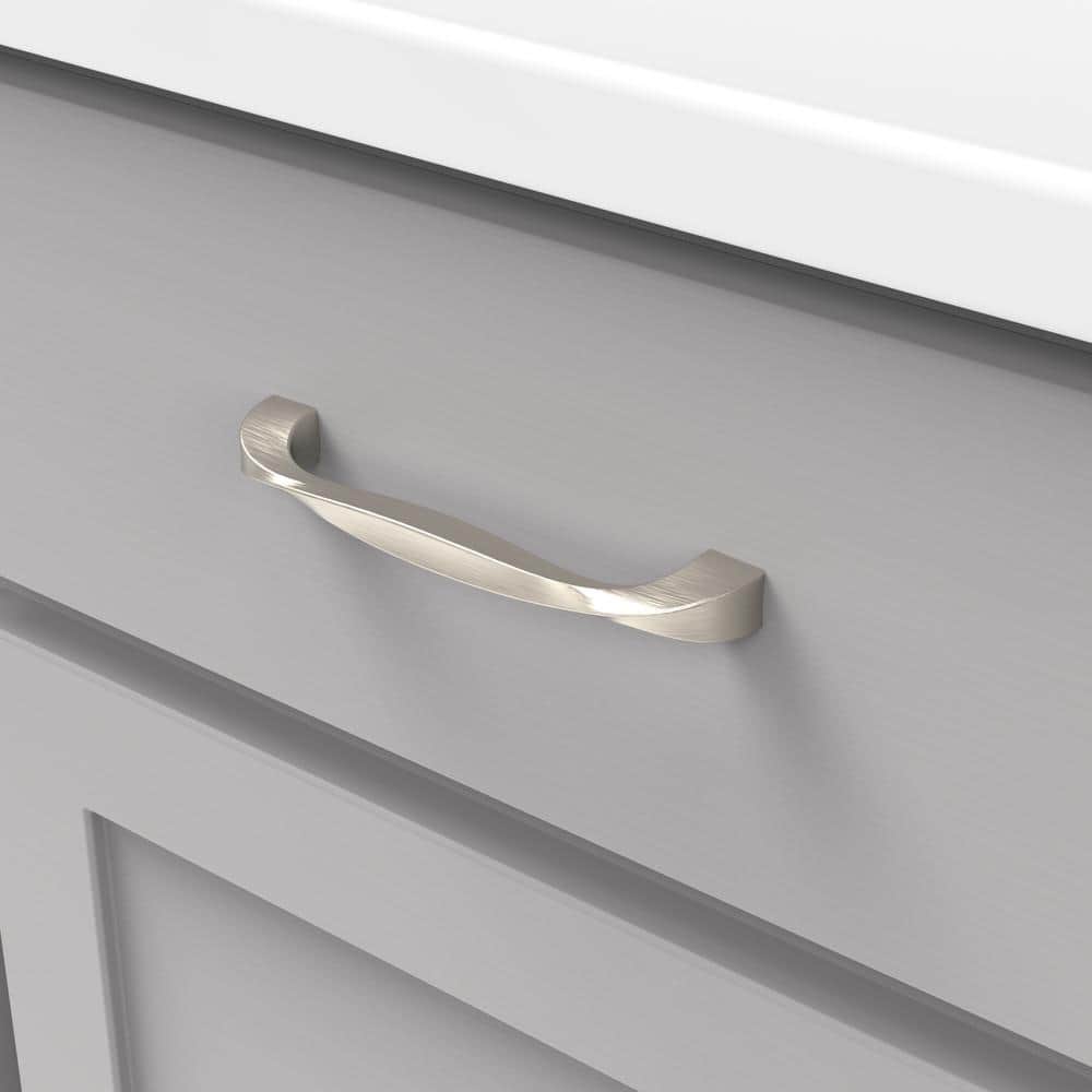 Satin Nickel Modern Twist Cabinet Pulls, 5-1/16 Inch, 10-Pack
