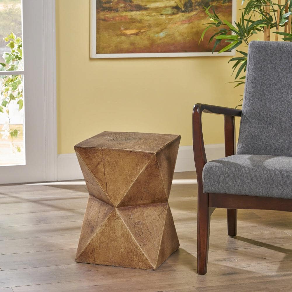 12.5 in. Natural Hand-Painted Magnesium Oxide Outdoor Accent Table with Abstract Hourglass Design price history on PriceWatchPro