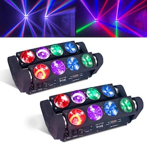 4 in 1 Portable Stage Light Spider Moving Head Light LED RGBW, Sound Activated for KTV Disco Party Event 2 Pack