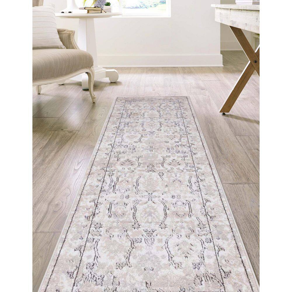 Soothing Ivory Synthetic 2'2" x 6' Indoor Runner Rug