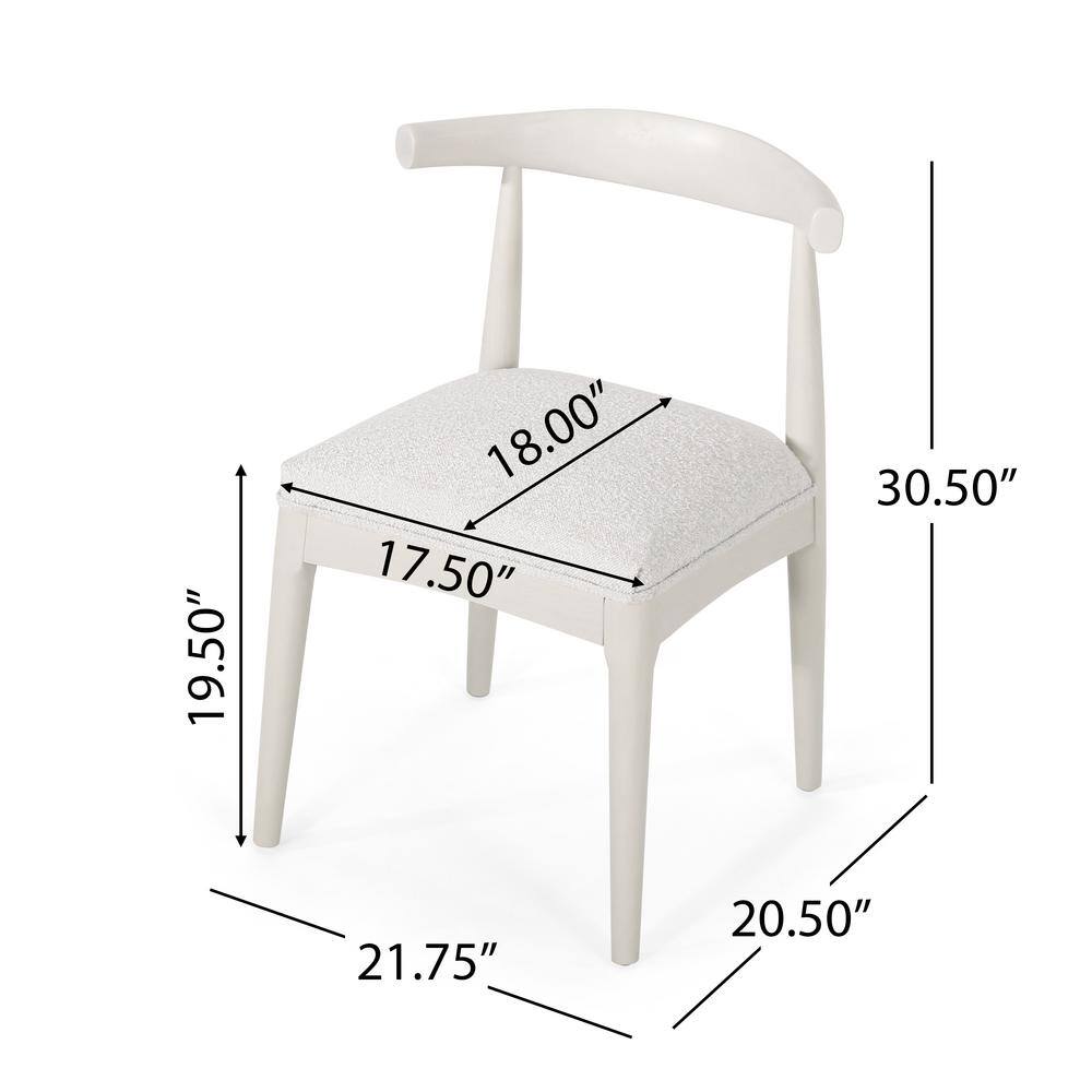 Beige Upholstered Rubberwood Dining Side Chairs, Set of 2