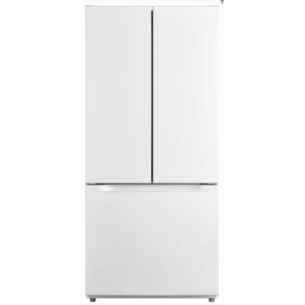 30 in. 18.4 cu. ft. French Door with Pocket Handle Design with Adjustable Door Bins and Ice Maker Ready in White