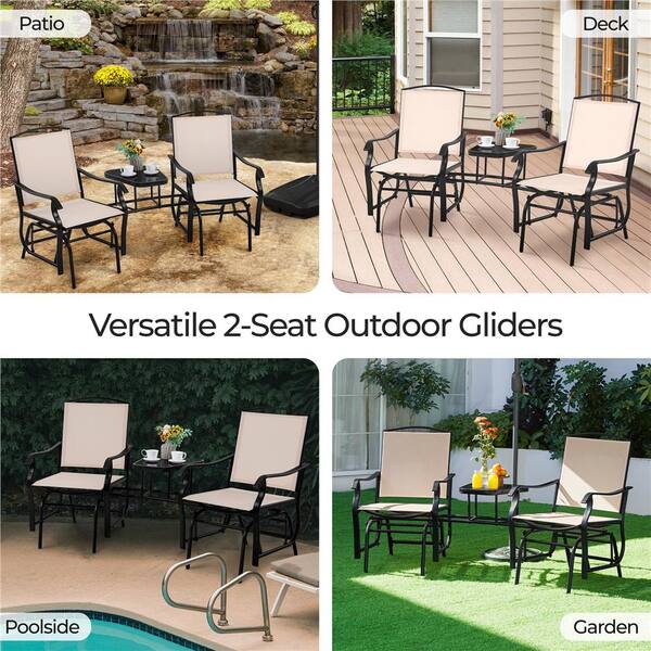 Yaheetech 2-Seater Outdoor Glider With Center Table - Patio Rocking Loveseat