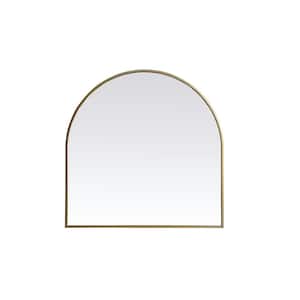 Simply Living 30 in. W x 30 in. H Arch Metal Framed Brass Mirror