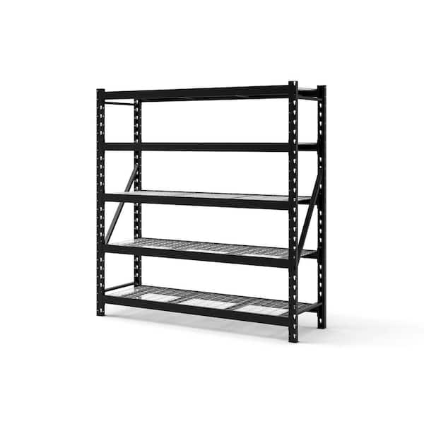 5-Shelf Metal Heavy-Duty Adjustable Garage Storage Shelving Unit in Black (77 in. W x 80 in. H x 24 in. D)