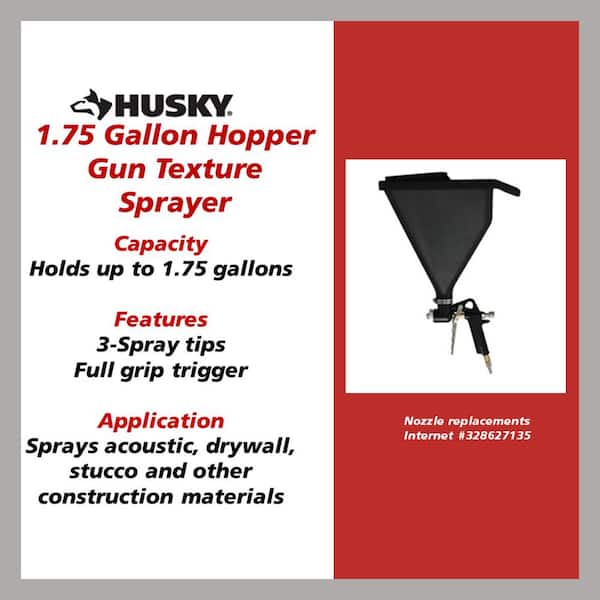Husky 1.75 Gal. Hopper Gun Texture Sprayer with 3 spray tips