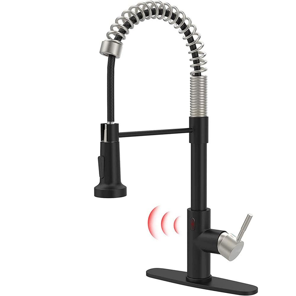 Single Handle Touchless Pull Down Sprayer Kitchen Faucet with Advanced Spray in Matte Black & Brushed Nickel -  AIMADI, KI-0030-MB&BN