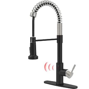 Single Handle Touchless Pull Down Sprayer Kitchen Faucet with Advanced Spray in Matte Black & Brushed Nickel