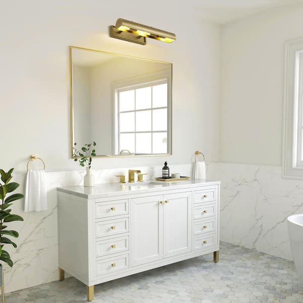 18 in. 3-Light Dimmable LED Brass Picture Light, Bathroom Wall Sconce for Artwork, Poster, Portrait, Library, Bedroom