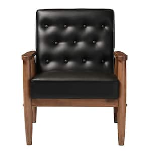 Baxton Studio Sorrento Mid Century Black Faux Leather Upholstered